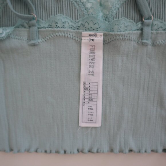 Forever 21 Lace Trim Ribbed Cropped Bralette Tank Top | M - Picture 2 of 5